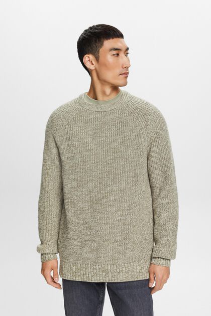 Bawełniany sweter z prążkowanej dzianiny