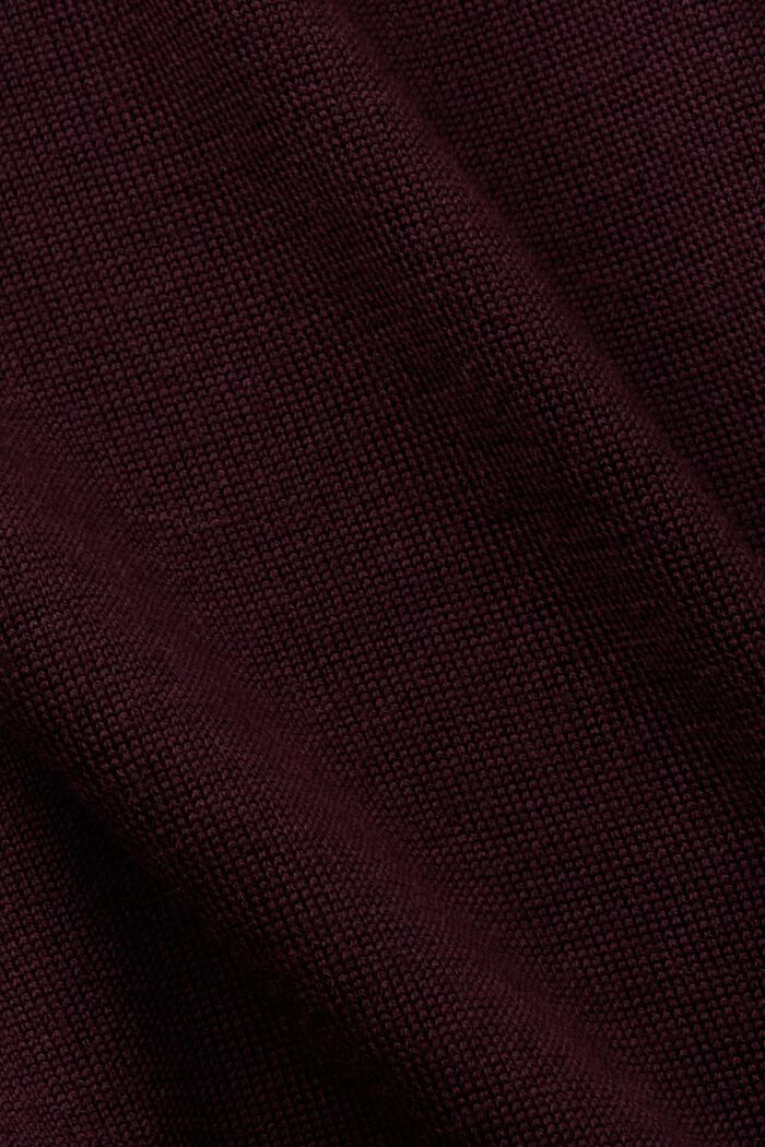 Sweter polo z wełny, AUBERGINE, detail image number 4