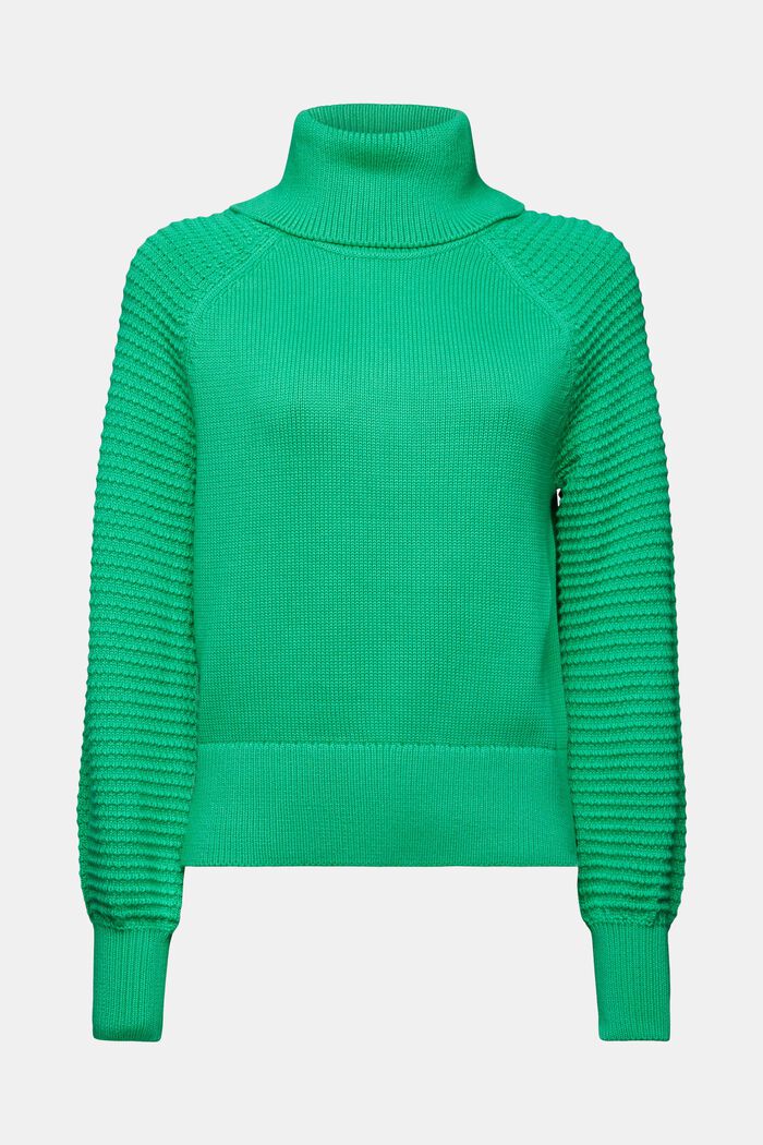 Sweter z półgolfem z bawełny, GREEN, detail image number 6