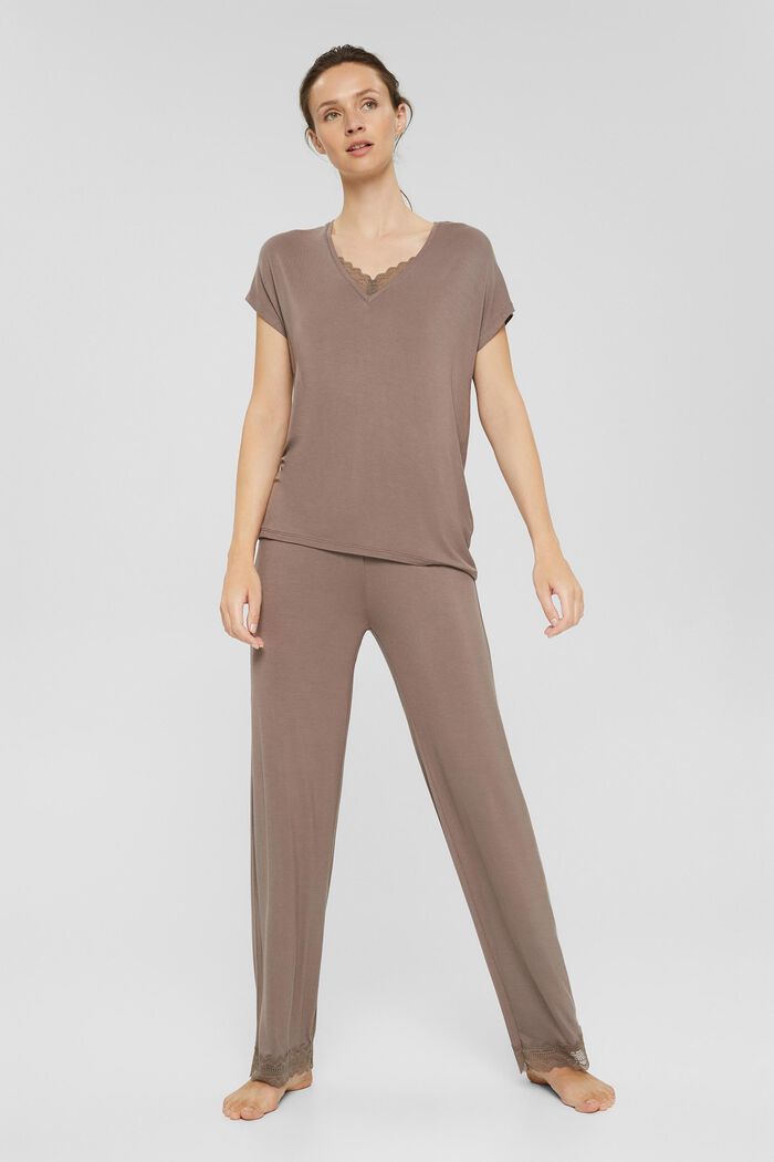 Jerseyowa piżama z LENZING™ ECOVERO™, TAUPE, detail image number 0