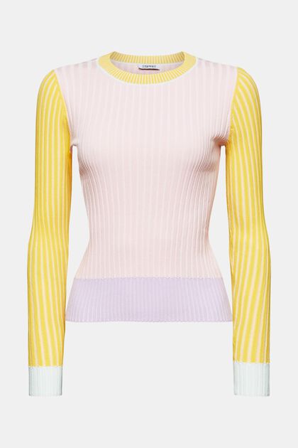 Sweter w prążki w bloki kolorów