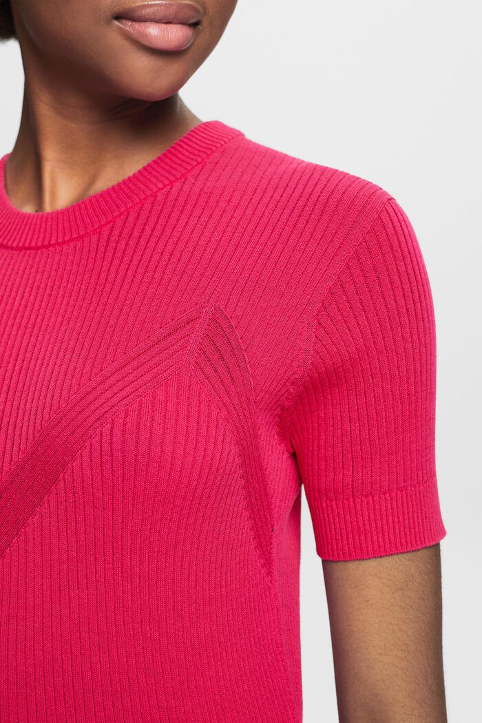 Bezszwowy sweter z krótkim rękawem, PINK FUCHSIA, detail image number 3