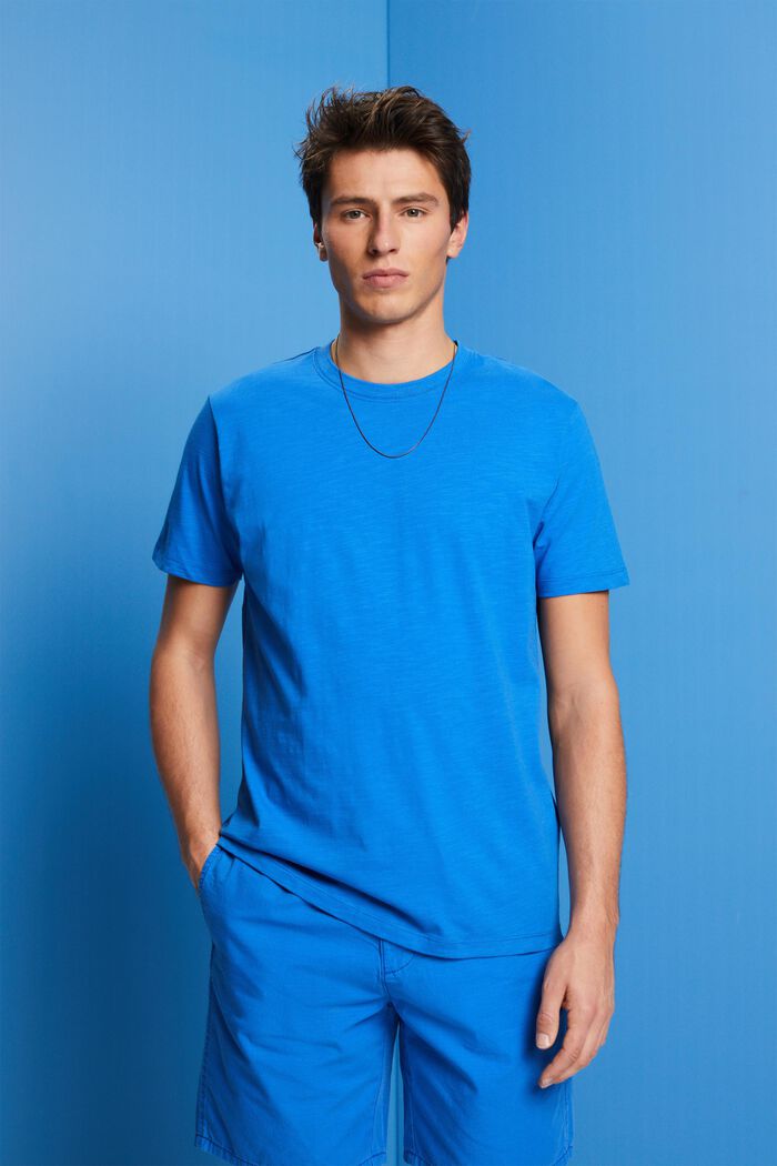 T-shirt w z bawełnianego dżerseju, BRIGHT BLUE, detail image number 0