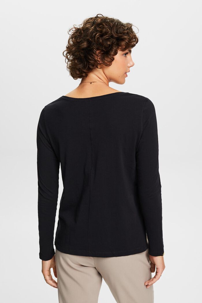 Jerseyowa koszulka z długim rękawem, 100% bawełny, BLACK, detail image number 3