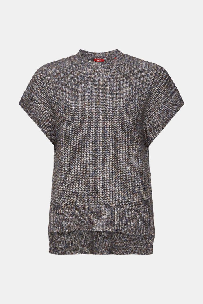 Sweter bez rękawów z prążkowanej dzianiny, DARK GREY, detail image number 6