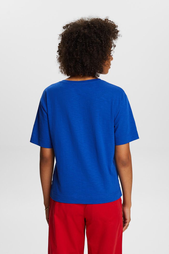 T-shirt melanżowy z dekoltem w serek, BRIGHT BLUE, detail image number 2