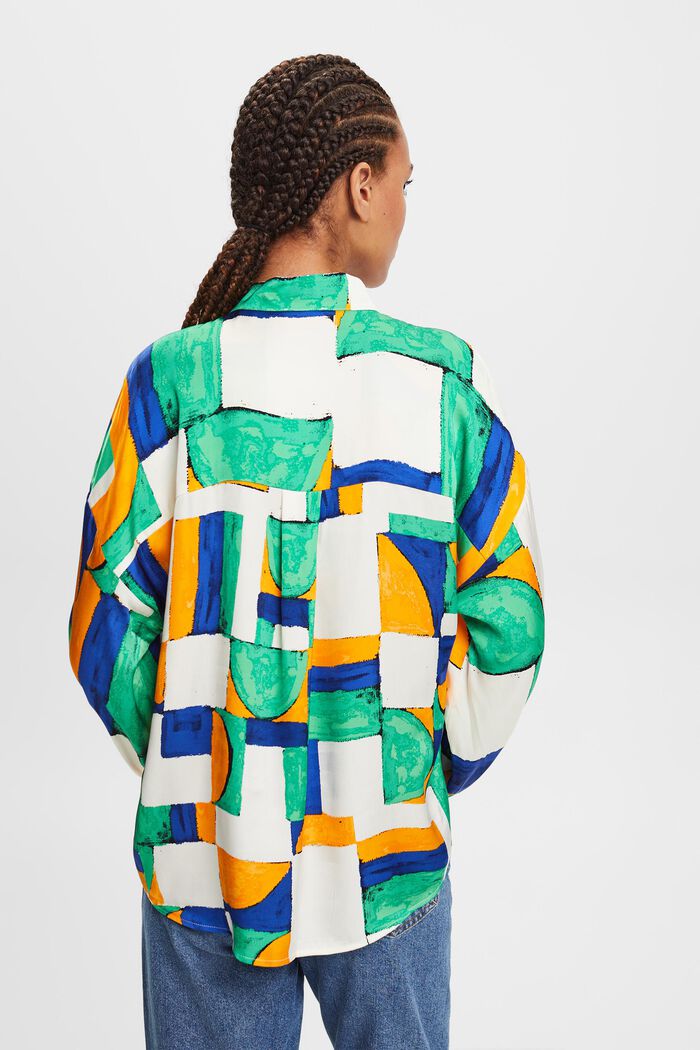 Satynowa bluzka z geometrycznym wzorem, LIGHT GREEN, detail image number 4