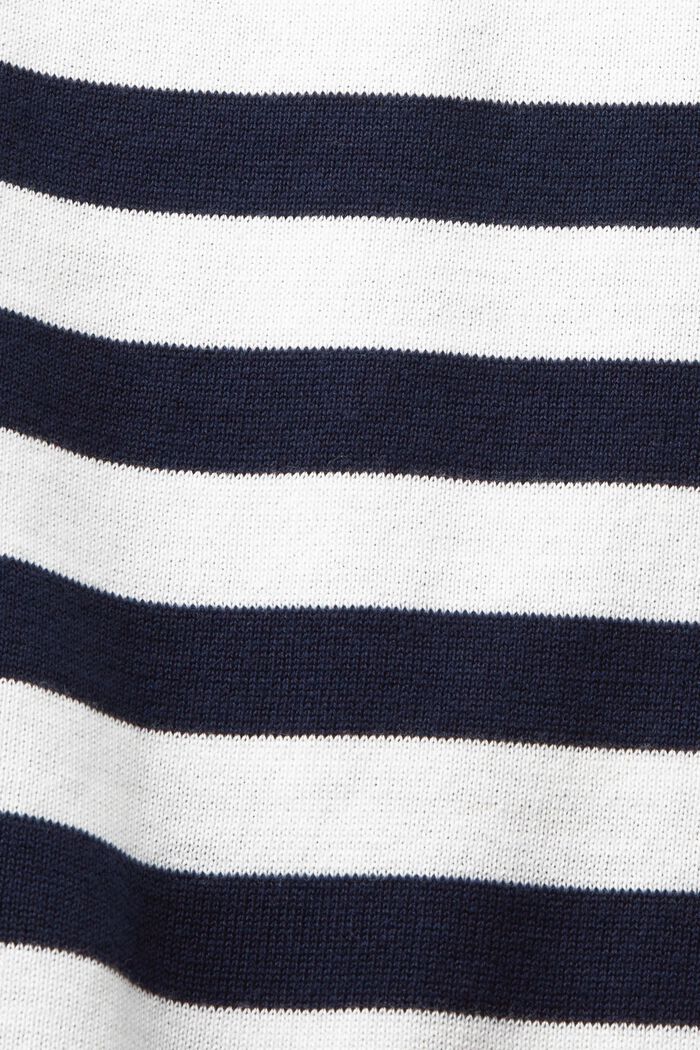 Bawełniana bluza w paski z łódkowym dekoltem, NAVY, detail image number 5