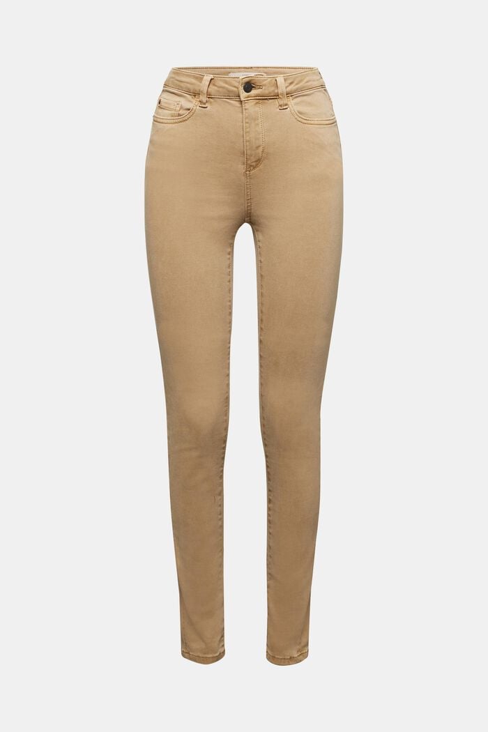 Miękkie spodnie z wysokim stanem ze streczem, CAMEL, detail image number 0