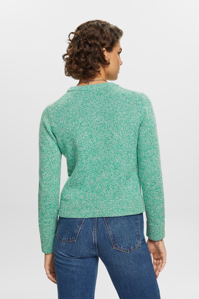 Sweter z okrągłym dekoltem, mieszanka z wełną, GREEN, detail image number 3