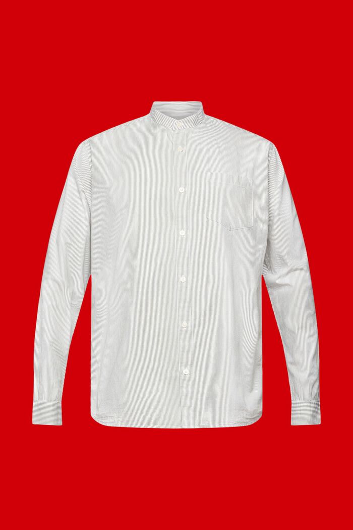 Bawełniana koszula w prążki ze stójką, LIGHT KHAKI, detail image number 5