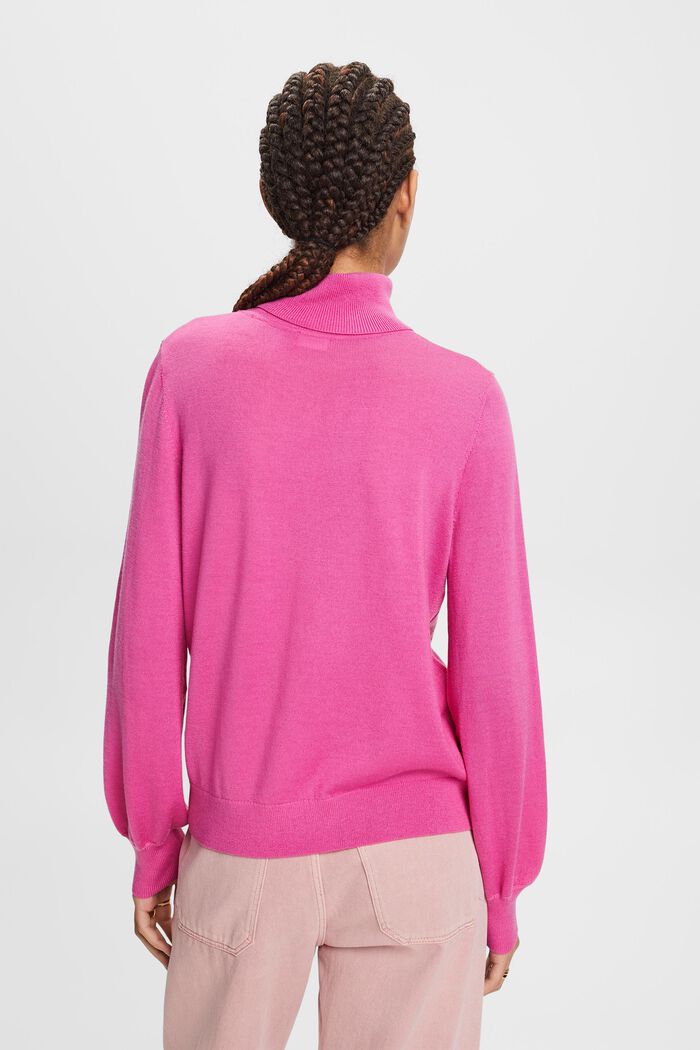 Wełniany sweter z półgolfem, PINK FUCHSIA, detail image number 4