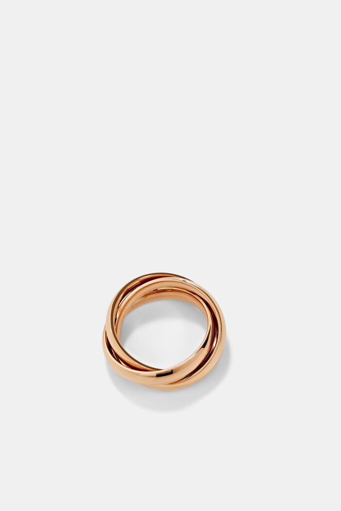 Potrójny pierścionek z różowej stali szlachetnej, ROSEGOLD, detail image number 0