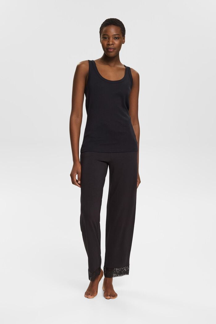 Spodnie od piżamy z koronką, LENZING™ ECOVERO™, BLACK, detail image number 1