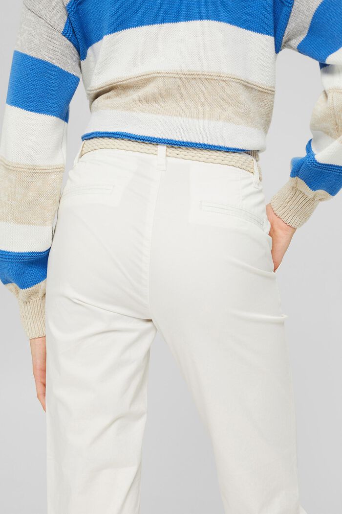 Spodnie chino z plecionym paskiem, WHITE, detail image number 0