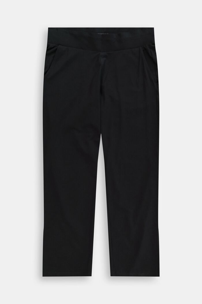 Spodnie PLUS SIZE z jerseyu z bawełny organicznej, BLACK, overview
