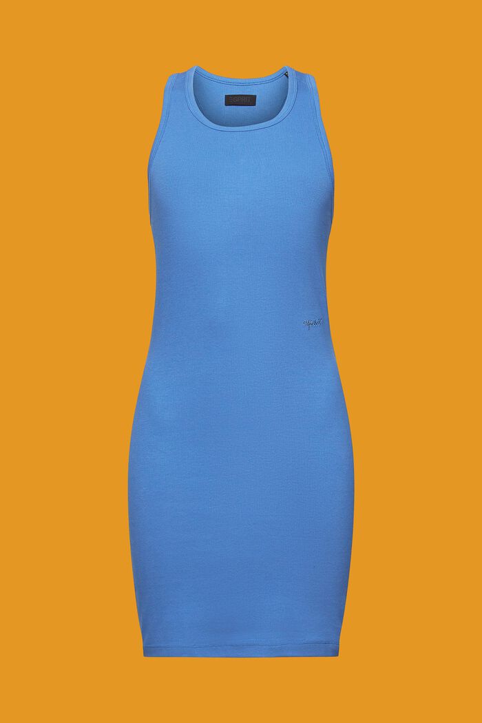 Prążkowana sukienka z dżerseju, GREY BLUE, detail image number 7