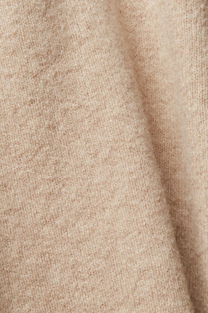 Sweter z dzianiny z mieszanki z wełną z półgolfem, LIGHT TAUPE, detail image number 5