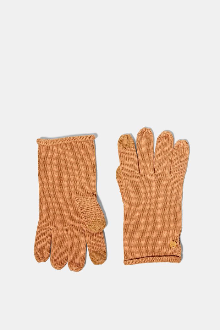 Dzianinowe rękawiczki, CARAMEL, detail image number 0