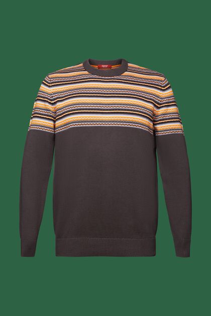 Żakardowy sweter z okrągłym dekoltem z bawełny