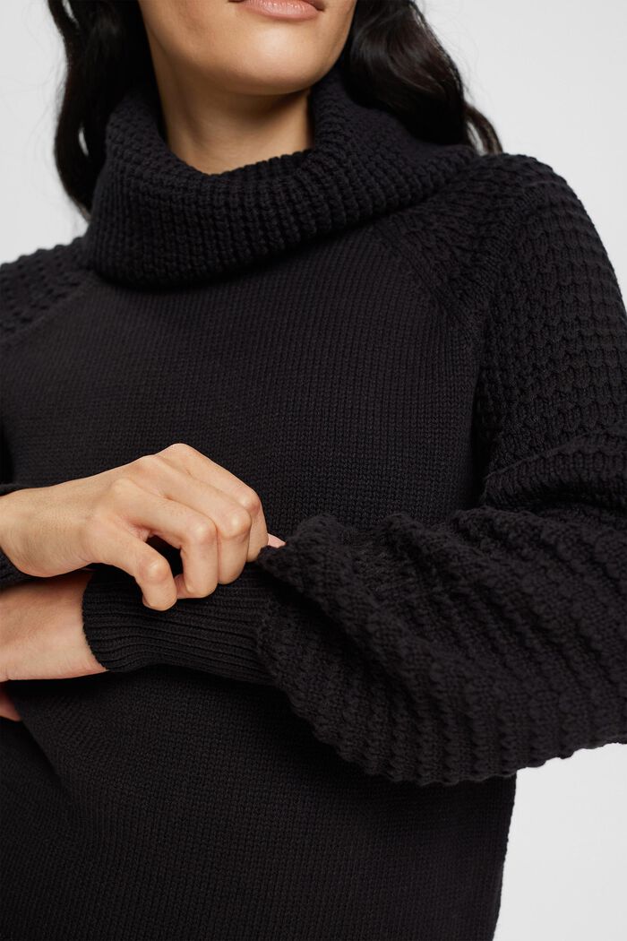 Dzianinowy sweter z półgolfem, BLACK, detail image number 0