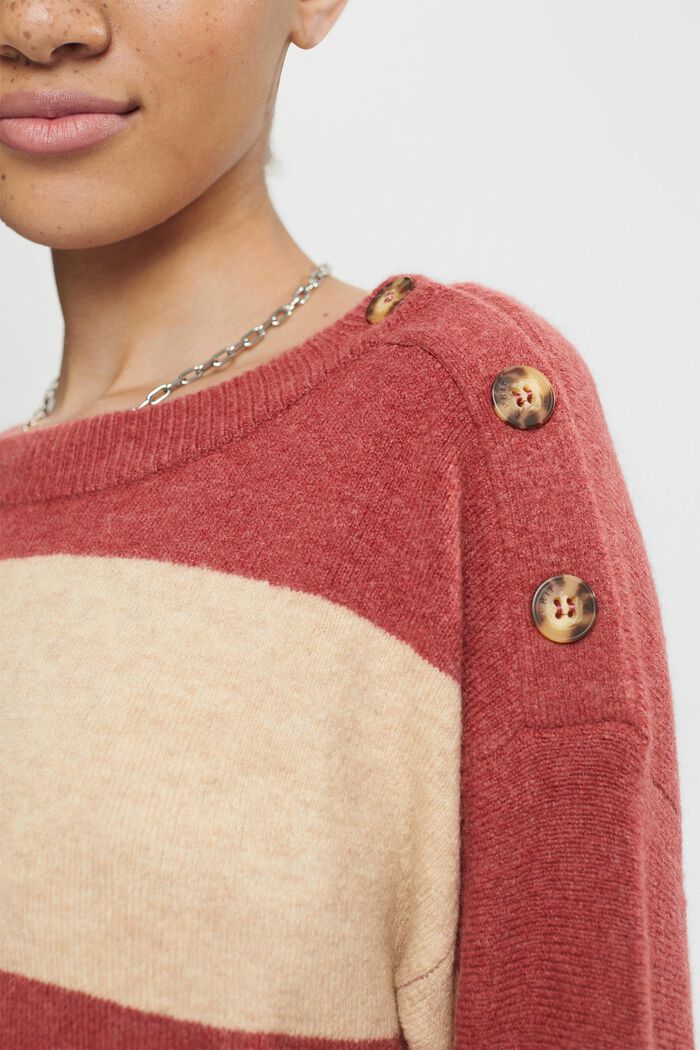 Z wełną: sweter w paski, TERRACOTTA, detail image number 0