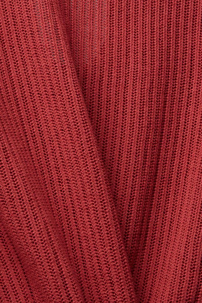 Z lnem: sweter z krótkimi falbaniastymi rękawami, TERRACOTTA, detail image number 4