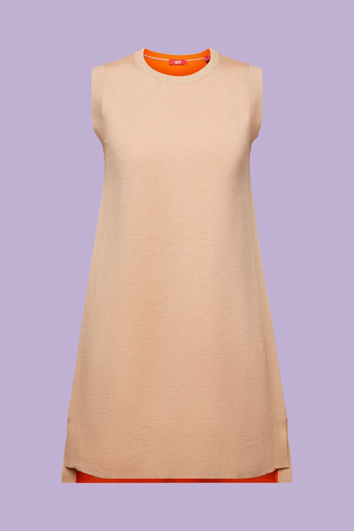 Sukienka mini bez rękawów z mieszanki wełnianej, BEIGE, detail image number 7
