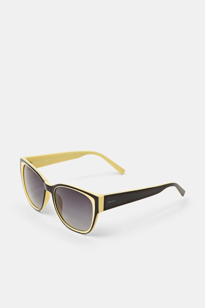 Dwukolorowe okulary przeciwsłoneczne w stylu „kocie oko”, YELLOW, detail image number 0