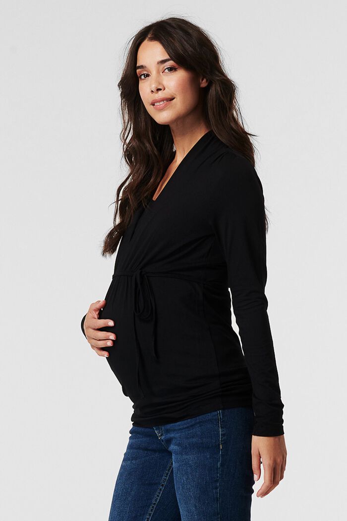 Bluzka z długim rękawem dla matek karmiących, LENZING™ ECOVERO™, BLACK, detail image number 5