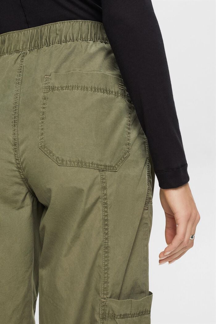 Spodnie bojówki na gumce, 100% bawełny, KHAKI GREEN, detail image number 4