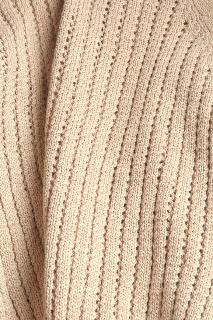 Kardigan z ażurowej dzianiny, bawełna organiczna, SAND, detail image number 1