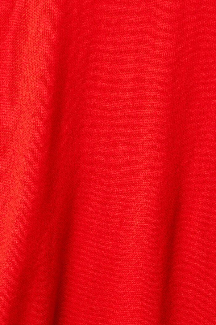 Sweter basic w dekoltem serek, mieszanka bawełniana, RED, detail image number 1