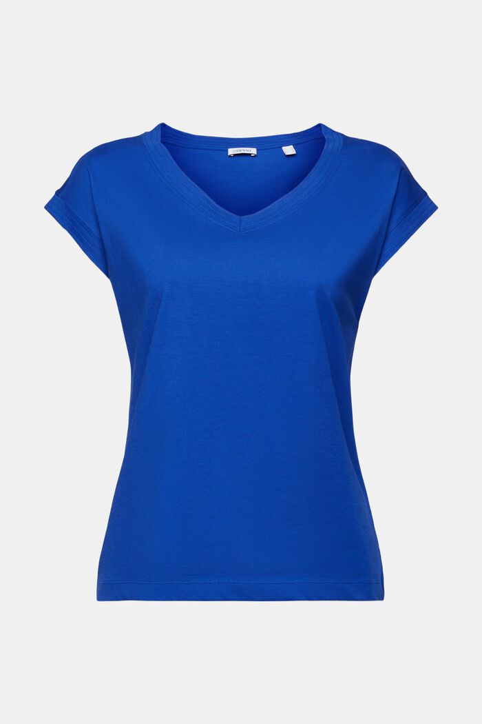 T-shirt z dekoltem w serek, BRIGHT BLUE, detail image number 5