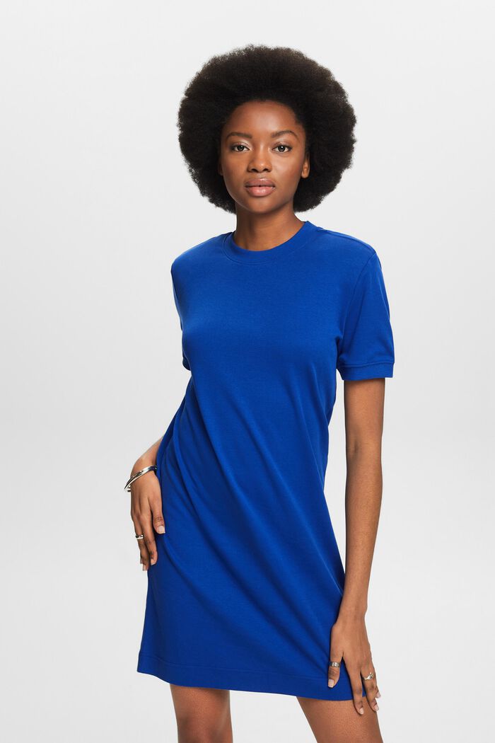 Sukienka w stylu T-shirtu z bawełny, BRIGHT BLUE, detail image number 0