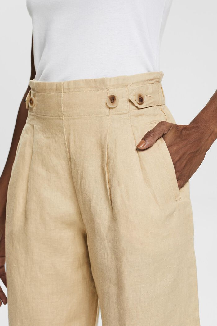 Lniane spodnie ze skróconymi nogawkami, SAND, detail image number 2