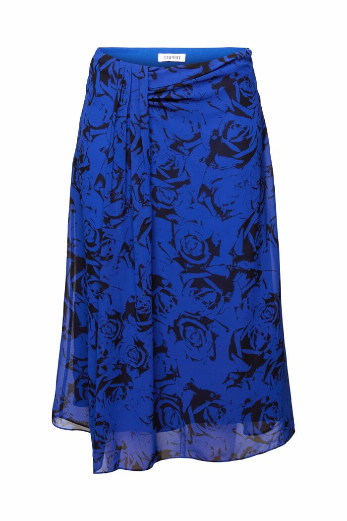 Marszczona spódnica z szyfonu z nadrukiem, BRIGHT BLUE, detail image number 6