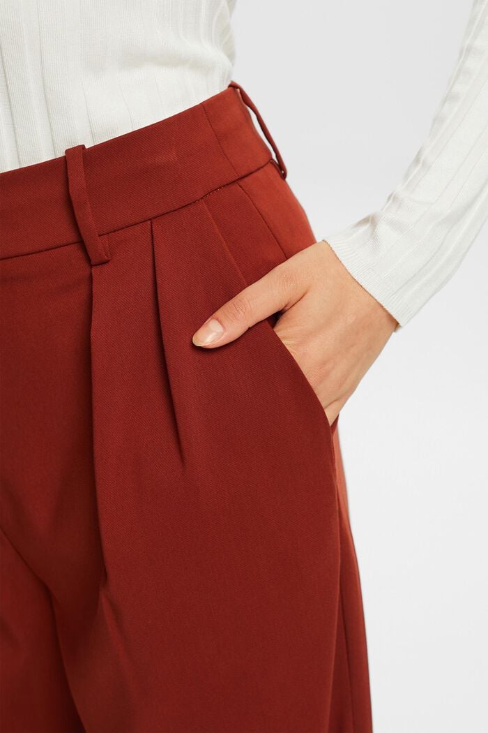 Tkane spodnie z szerokimi nogawkami, RUST BROWN, detail image number 2