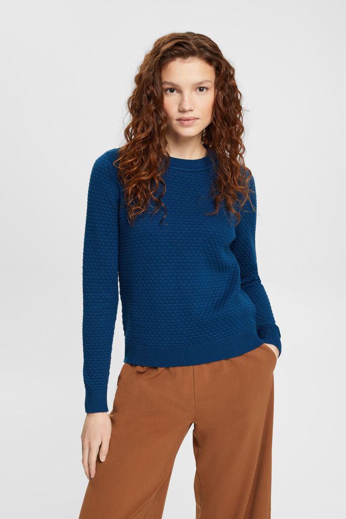 Sweter z fakturowanej dzianiny, NEW PATROL BLUE, detail image number 0