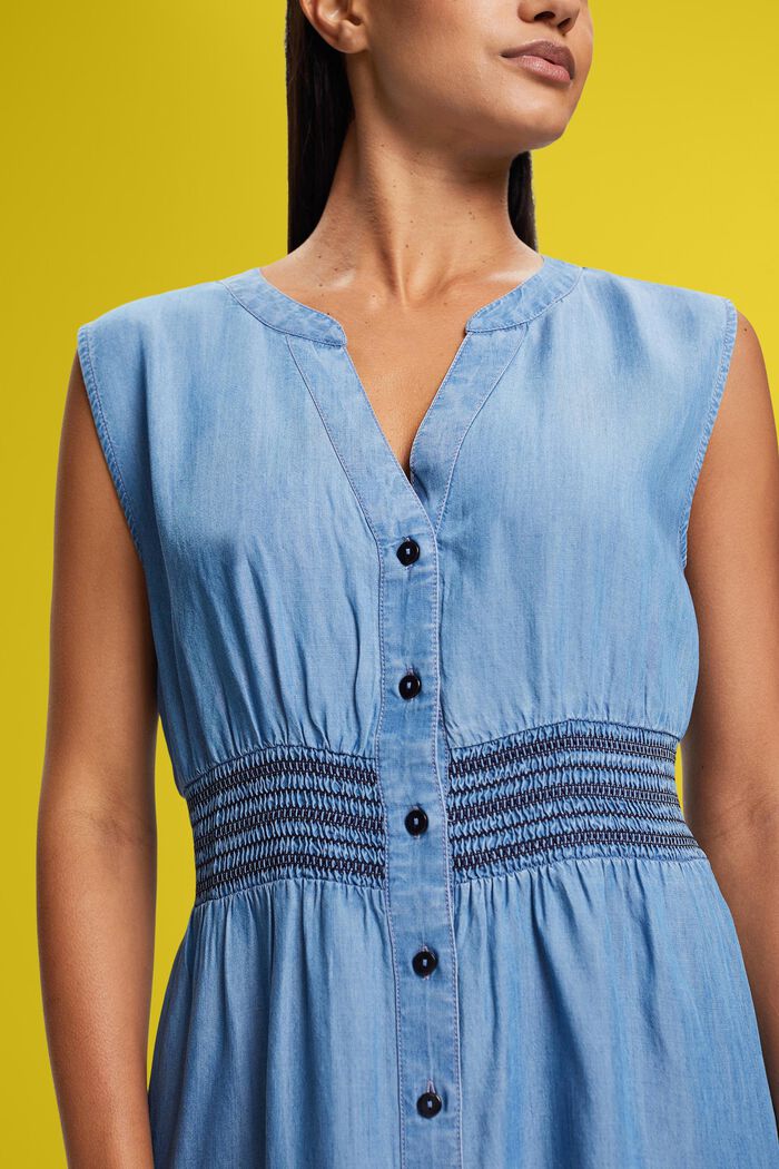 Sukienka midi bez rękawów z imitacji denimu, BLUE MEDIUM WASHED, detail image number 1
