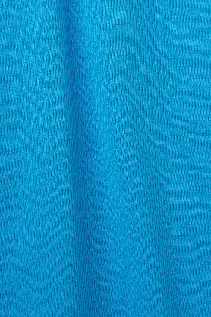 Top na cienkich ramiączkach z prążkowanego dżerseju, elastyczna bawełna, BLUE, detail image number 5