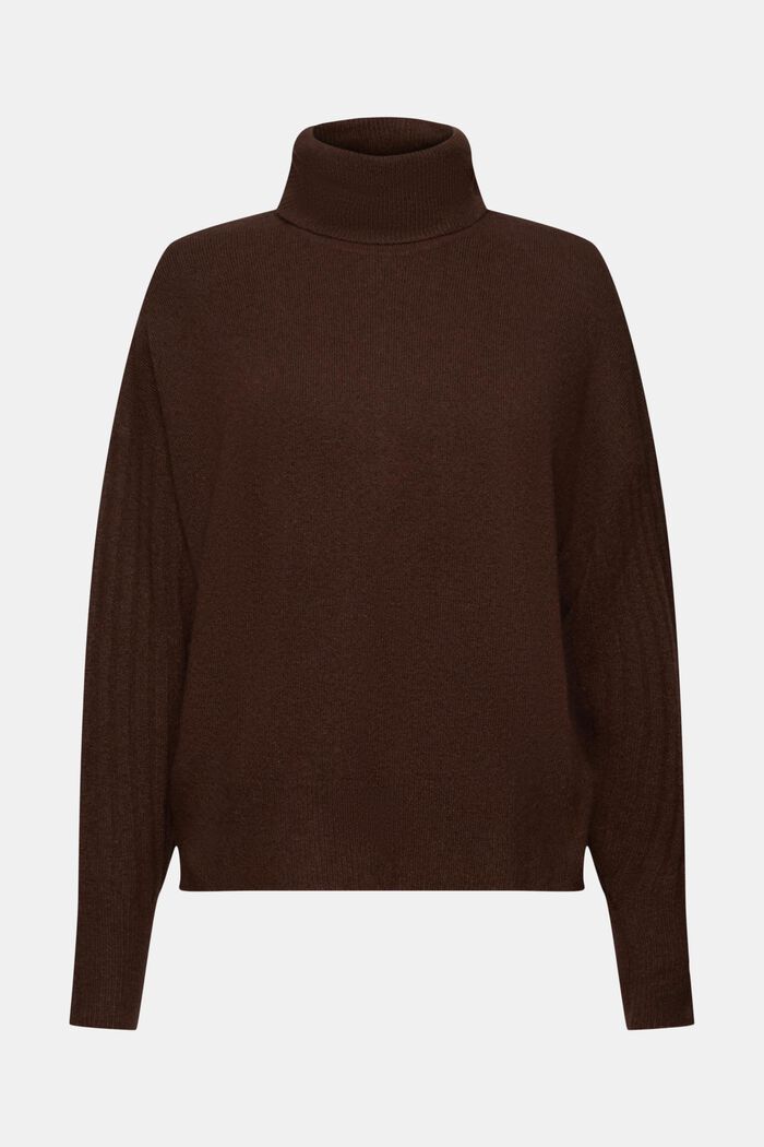 Sweter z półgolfem z wełną, BROWN, detail image number 7