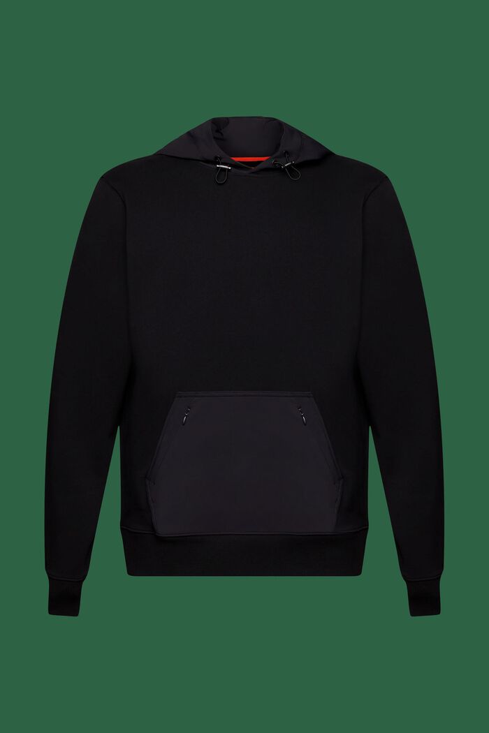 Panelowa bluza z kapturem z nylonem, BLACK, detail image number 5