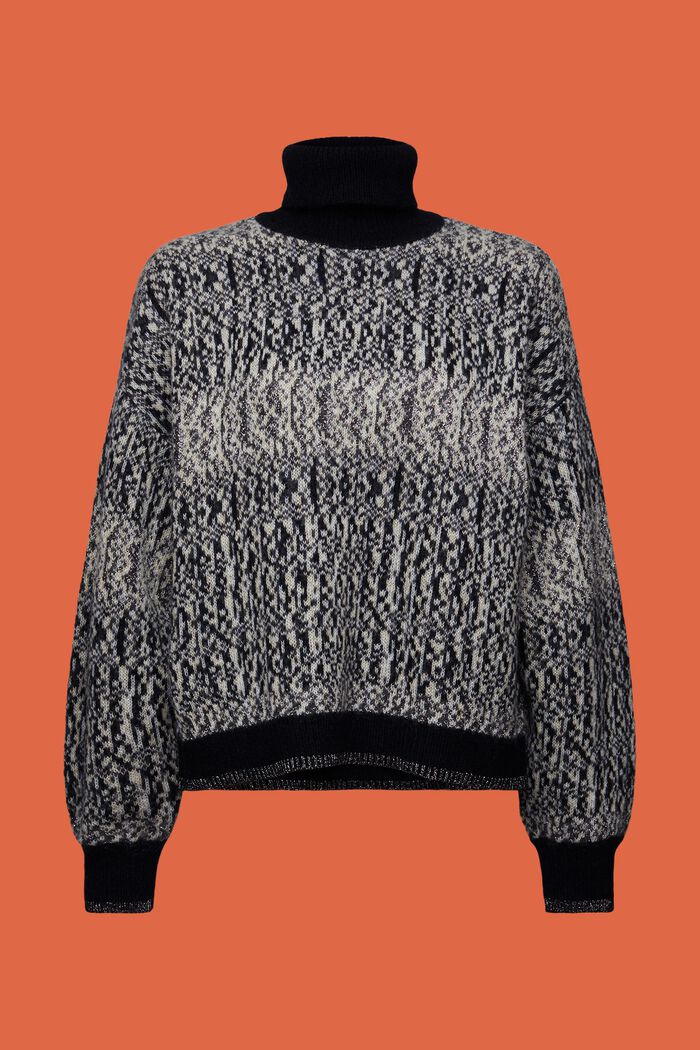 Żakardowy sweter z lamy, BLACK, detail image number 5