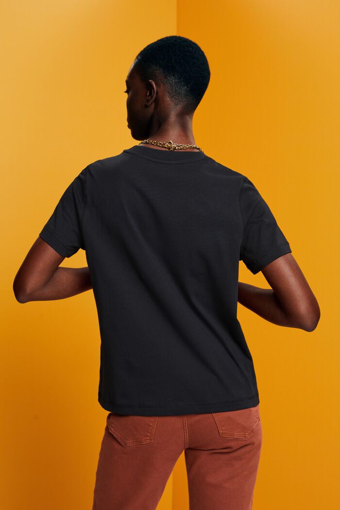 Luźny T-shirt, 100% bawełny, BLACK, detail image number 3