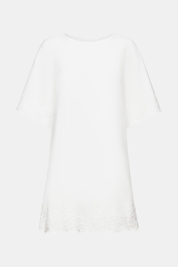 Haftowana sukienka mini z rozkloszowanymi rękawami, OFF WHITE, detail image number 6