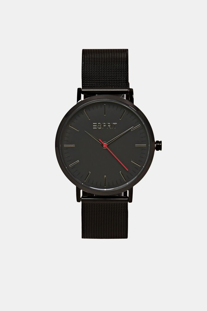 Zegarek ze stali szlachetnej z siateczkową bransoletką, BLACK, detail image number 0