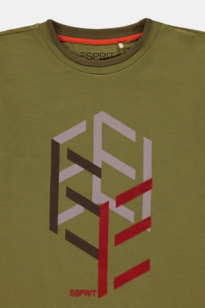 T-shirt w warstwowym stylu z nadrukiem, LEAF GREEN, detail image number 2
