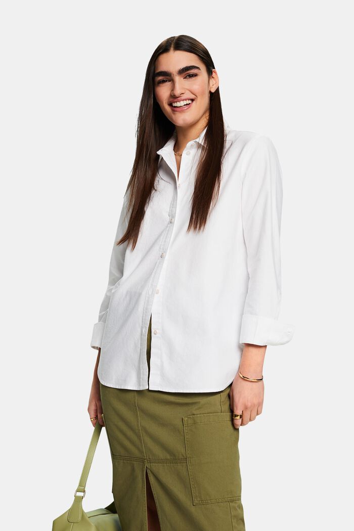 Bluzka koszulowa z tkaniny Oxford, WHITE, detail image number 0