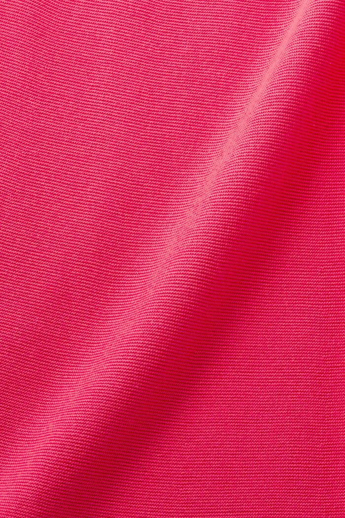 Prążkowana sukienka midi bez rękawów, PINK FUCHSIA, detail image number 4